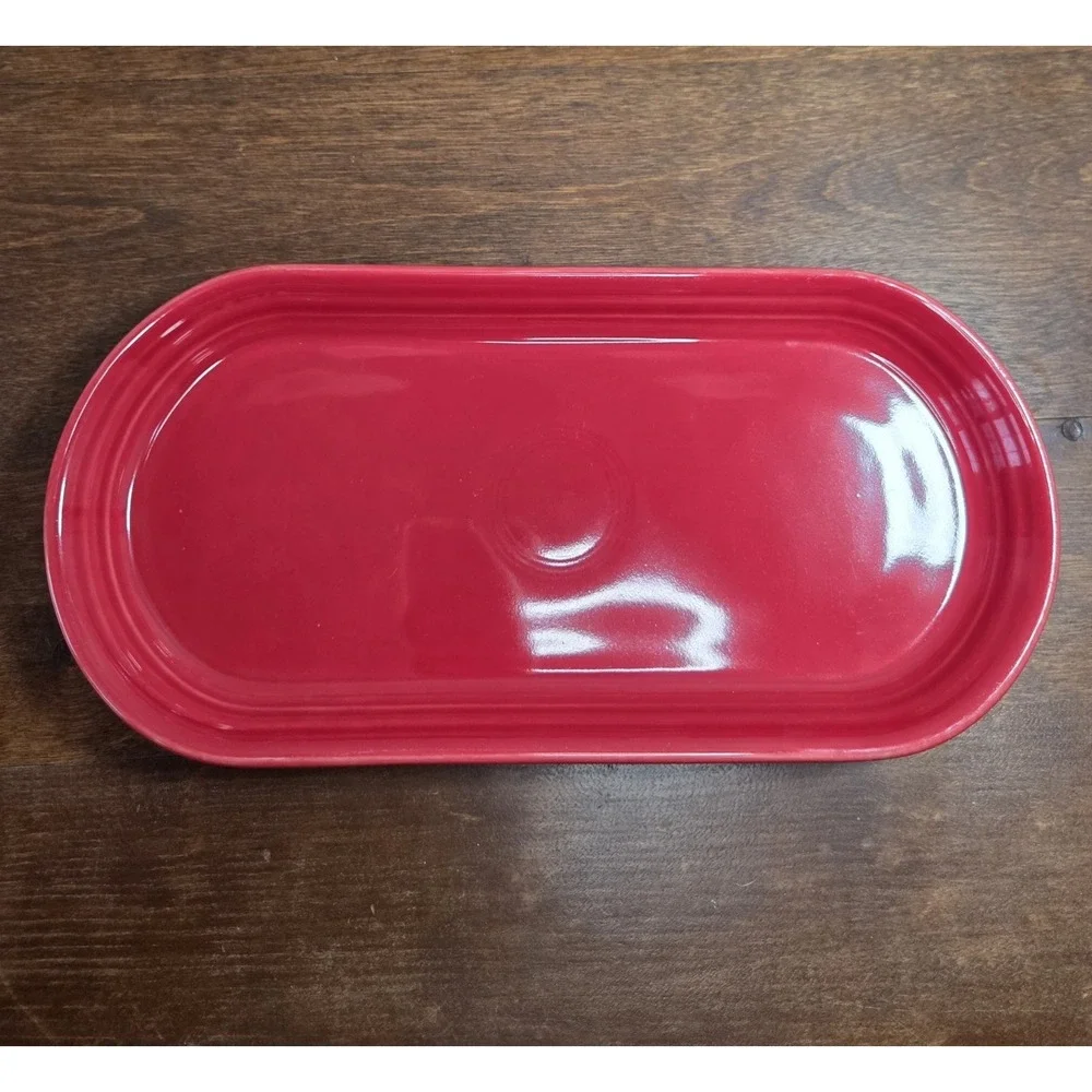Collectible Fiestaware Scarlet Red Bread Tray Homer Laughlin China - Picture 5 of 6